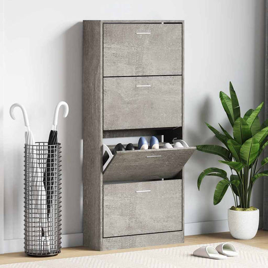 Shoe Cabinet Concrete Grey 63x24x147 cm Engineered Wood