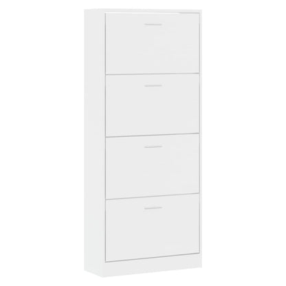 Shoe Cabinet High Gloss White 63x24x147 cm Engineered Wood