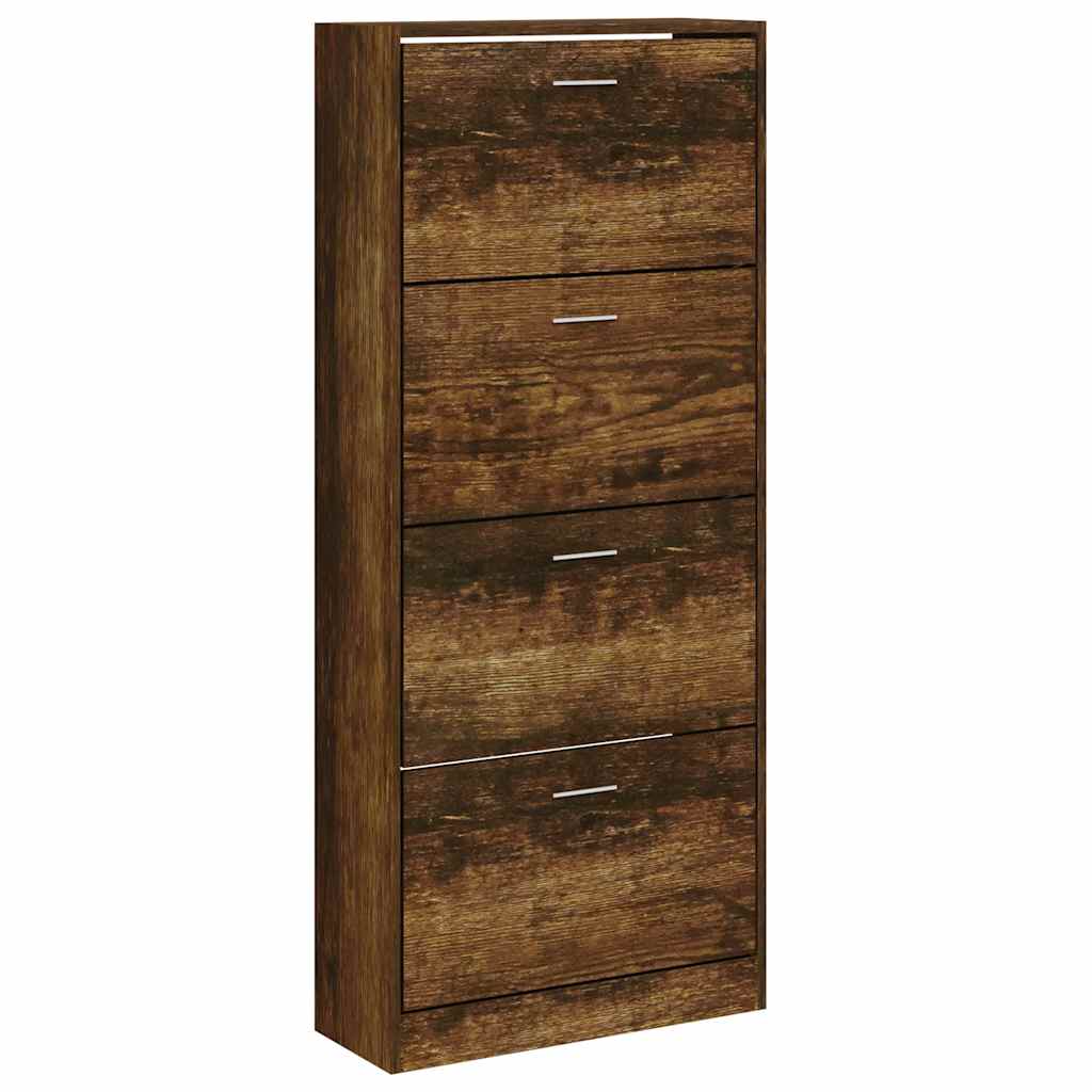 Shoe Cabinet Smoked Oak 63x24x147 cm Engineered Wood