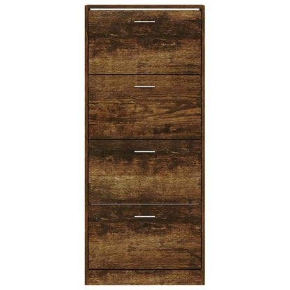 Shoe Cabinet Smoked Oak 63x24x147 cm Engineered Wood