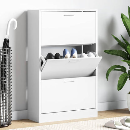 Shoe Cabinet White 63x24x103 cm Engineered Wood