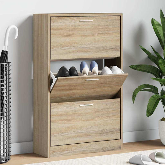 Shoe Cabinet Sonoma Oak 63x24x103 cm Engineered Wood