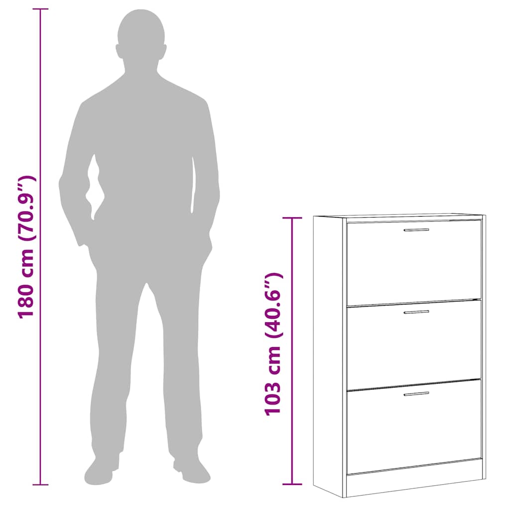 Shoe Cabinet Black 63x24x103 cm Engineered Wood