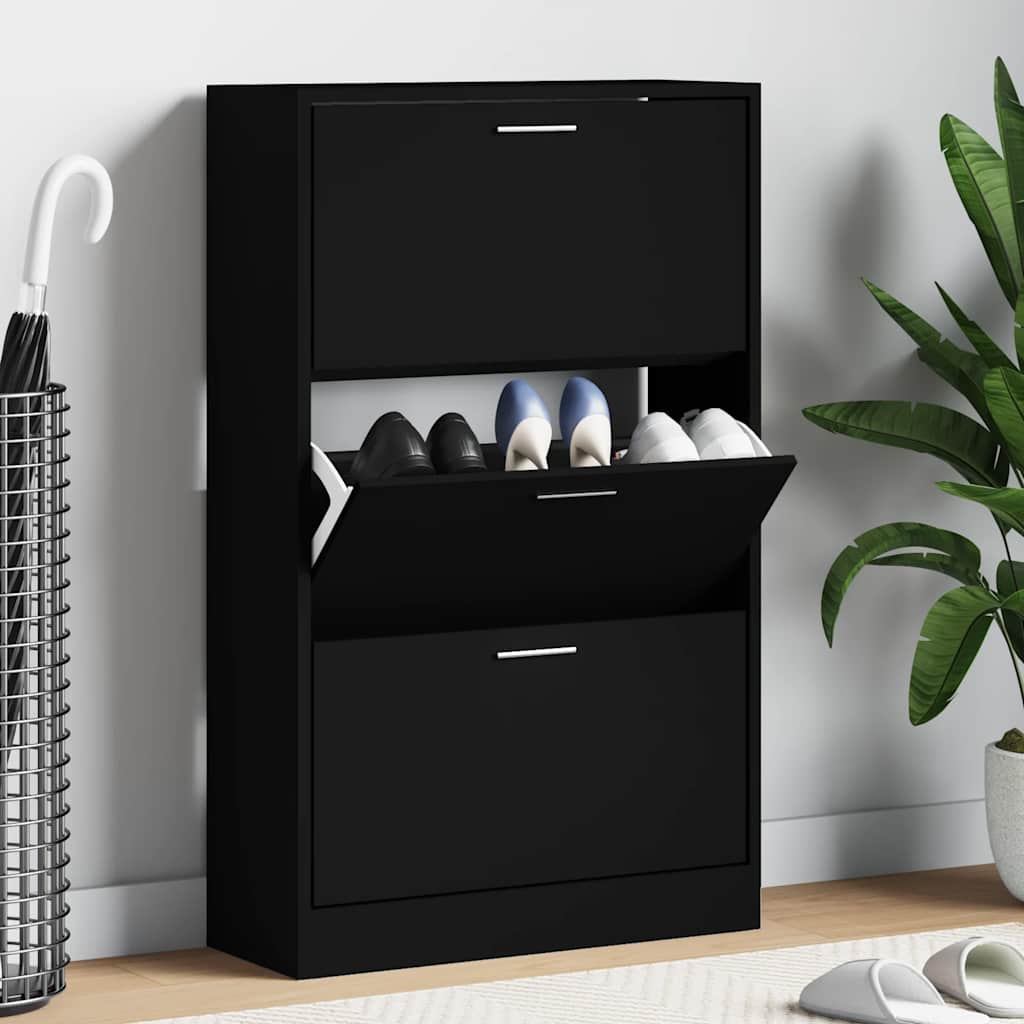 Shoe Cabinet Black 63x24x103 cm Engineered Wood