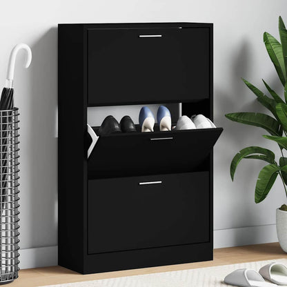 Shoe Cabinet Black 63x24x103 cm Engineered Wood