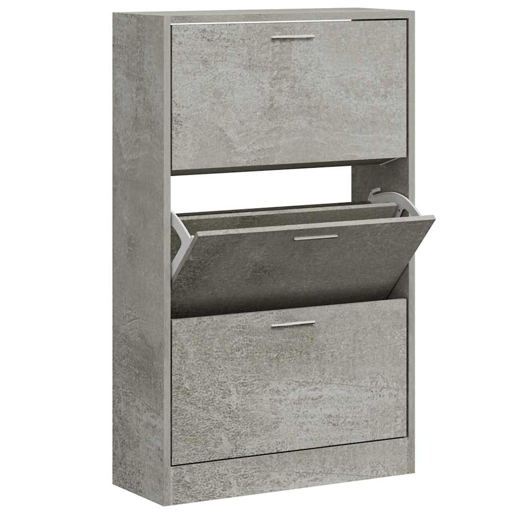 Shoe Cabinet Concrete Grey 63x24x103 cm Engineered Wood