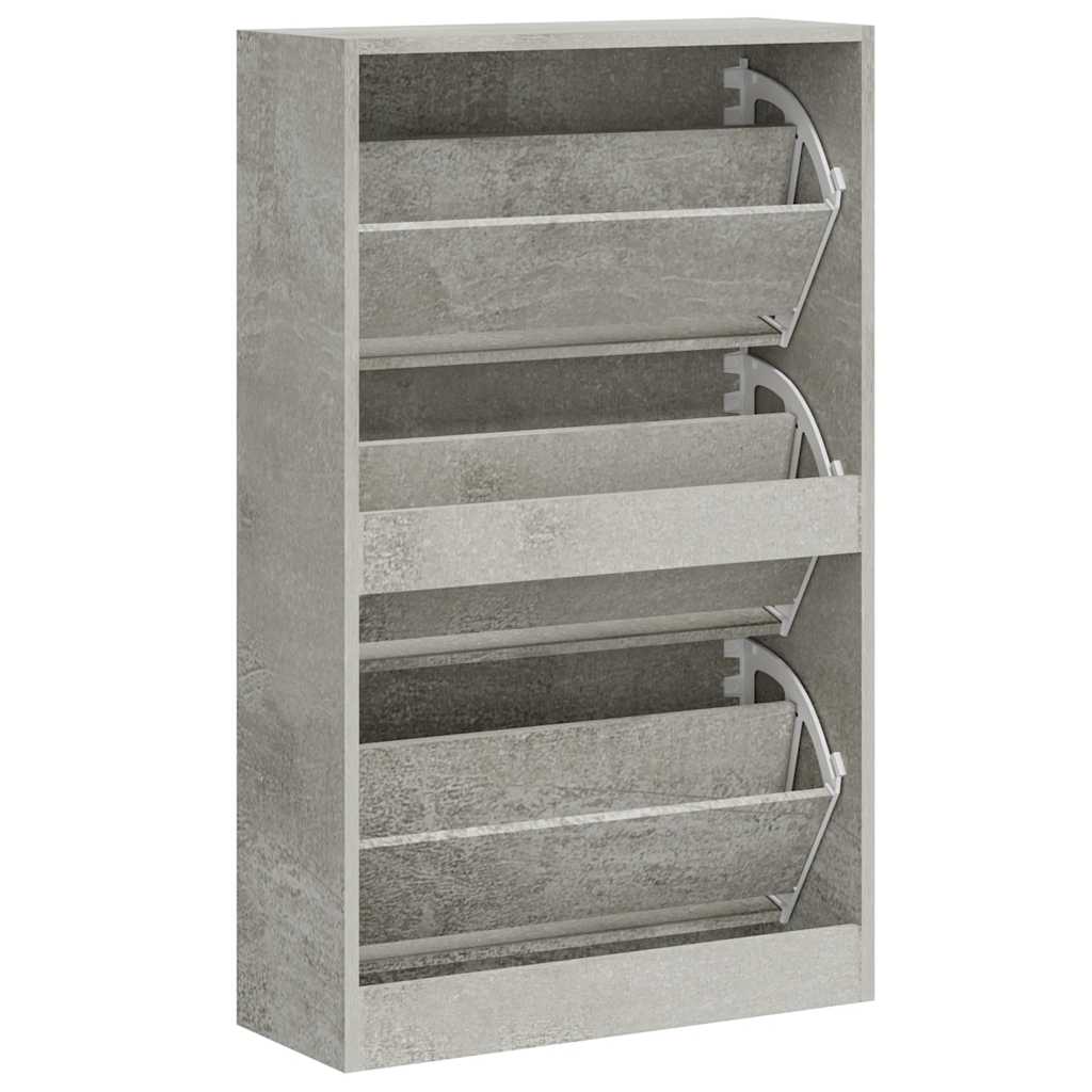Shoe Cabinet Concrete Grey 63x24x103 cm Engineered Wood