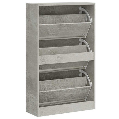 Shoe Cabinet Concrete Grey 63x24x103 cm Engineered Wood