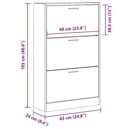 Shoe Cabinet Concrete Grey 63x24x103 cm Engineered Wood