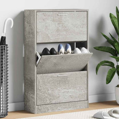 Shoe Cabinet Concrete Grey 63x24x103 cm Engineered Wood