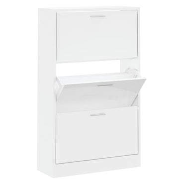 Shoe Cabinet High Gloss White 63x24x103 cm Engineered Wood