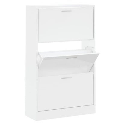 Shoe Cabinet High Gloss White 63x24x103 cm Engineered Wood