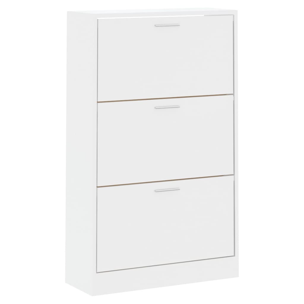 Shoe Cabinet High Gloss White 63x24x103 cm Engineered Wood