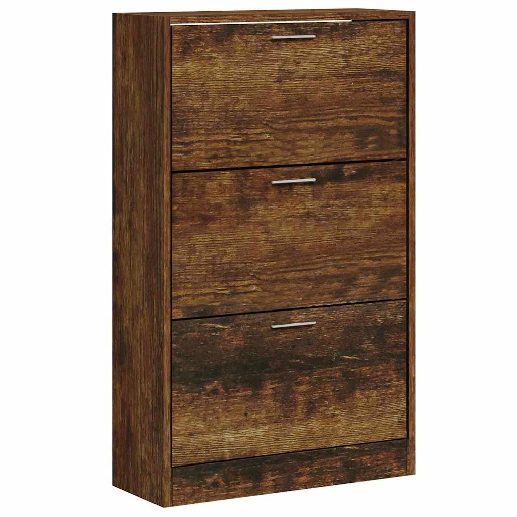 Shoe Cabinet Smoked Oak 63x24x103 cm Engineered Wood
