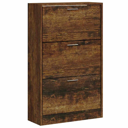 Shoe Cabinet Smoked Oak 63x24x103 cm Engineered Wood