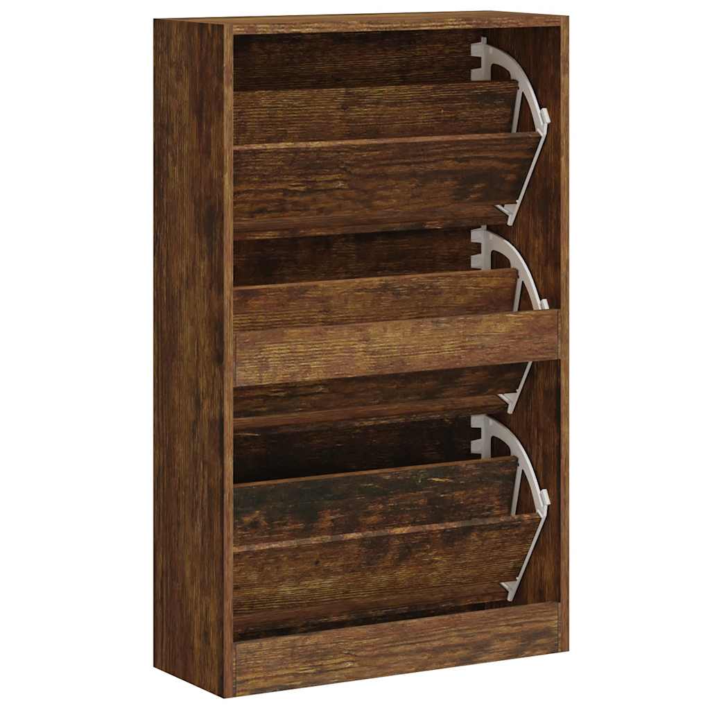 Shoe Cabinet Smoked Oak 63x24x103 cm Engineered Wood