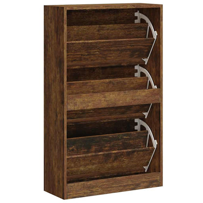 Shoe Cabinet Smoked Oak 63x24x103 cm Engineered Wood