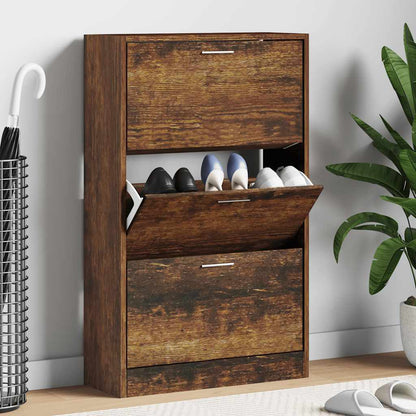 Shoe Cabinet Smoked Oak 63x24x103 cm Engineered Wood