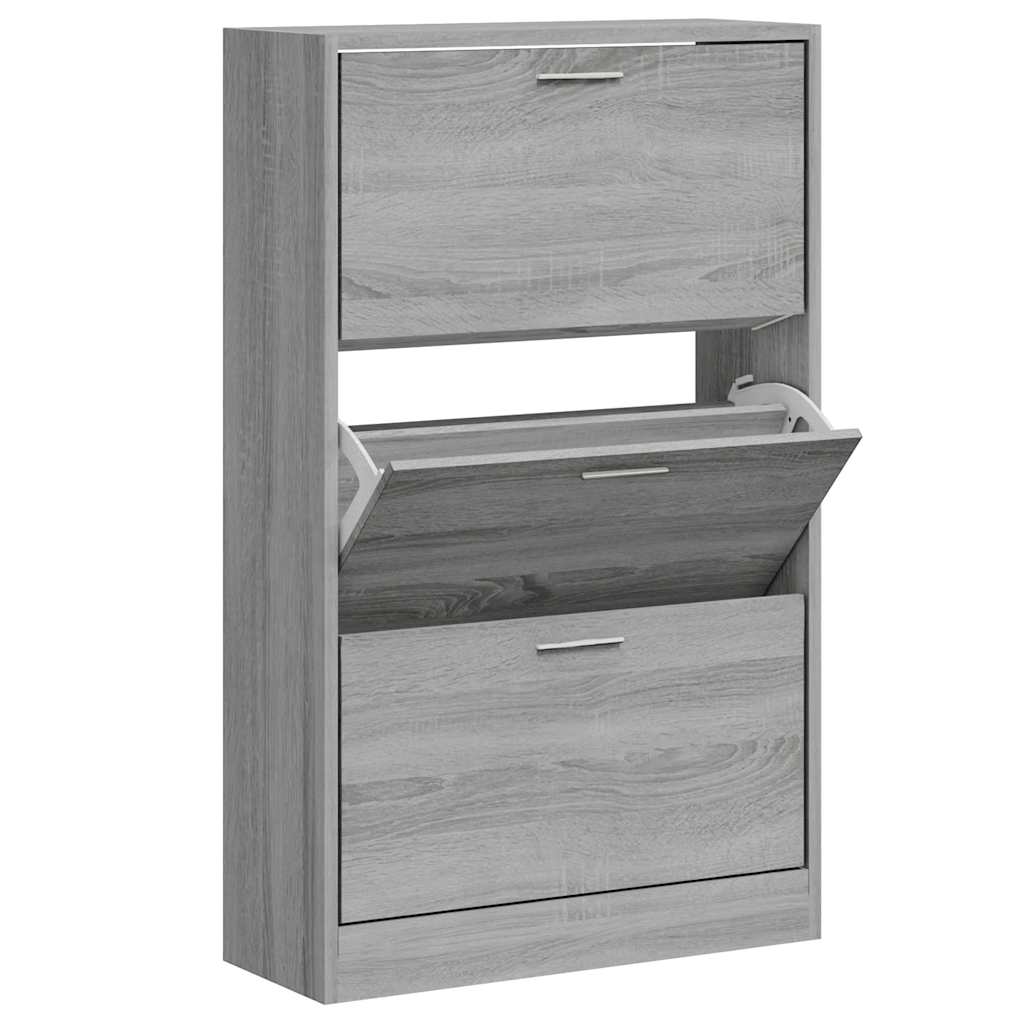 Shoe Cabinet Grey Sonoma 63x24x103 cm Engineered Wood