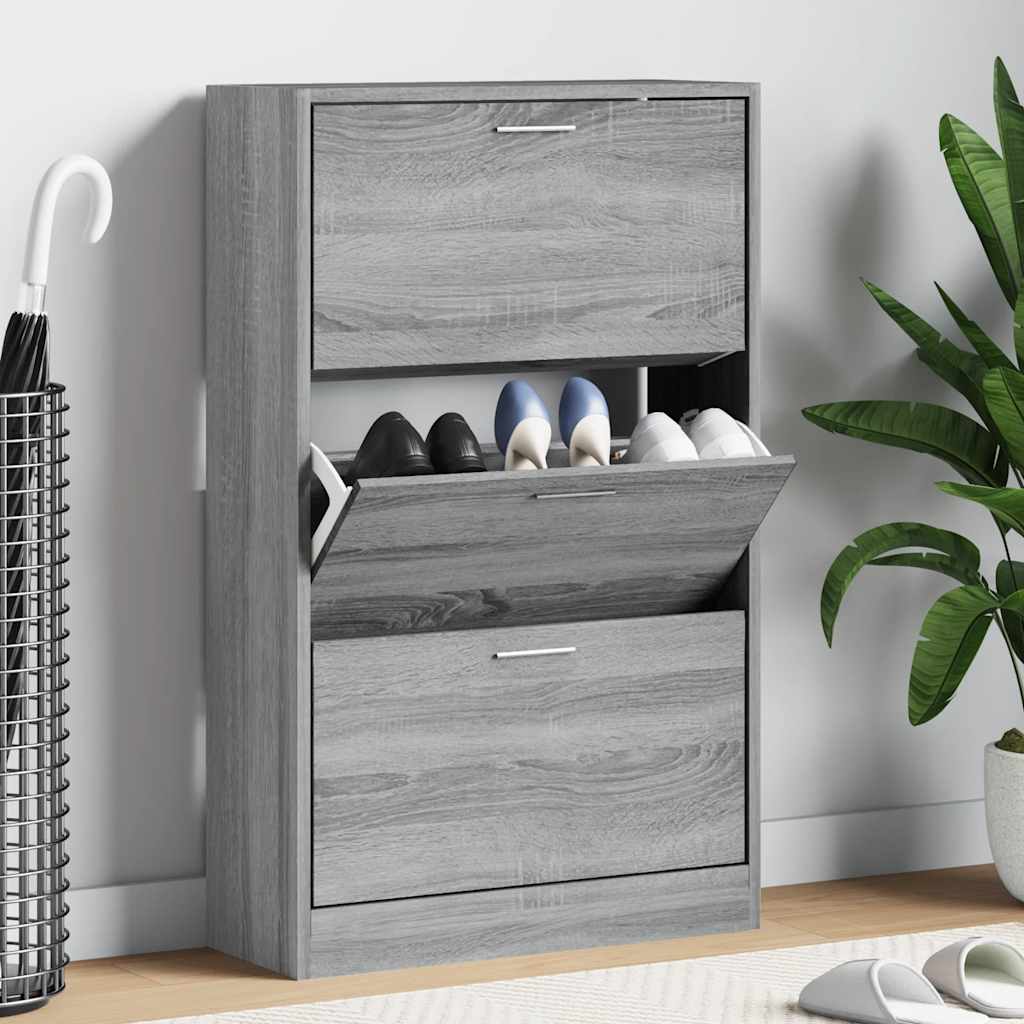 Shoe Cabinet Grey Sonoma 63x24x103 cm Engineered Wood