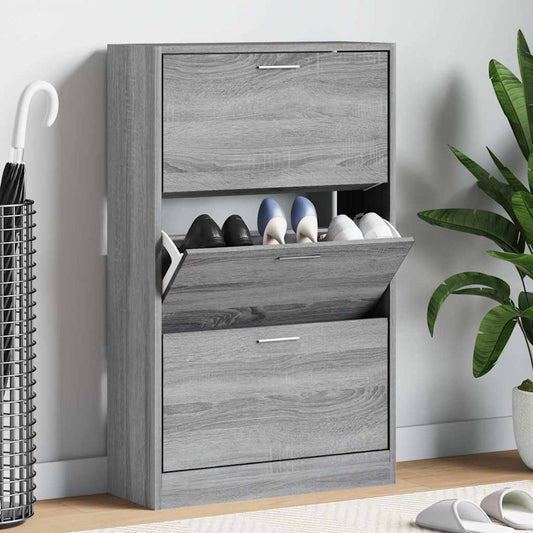 Shoe Cabinet Grey Sonoma 63x24x103 cm Engineered Wood