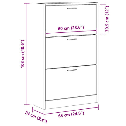 Shoe Cabinet Brown Oak 63x24x103 cm Engineered Wood