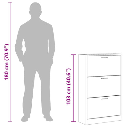 Shoe Cabinet Brown Oak 63x24x103 cm Engineered Wood