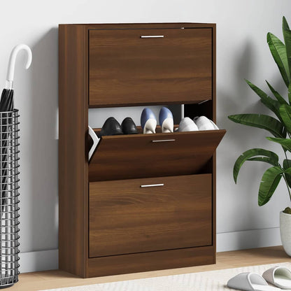 Shoe Cabinet Brown Oak 63x24x103 cm Engineered Wood