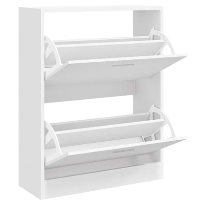 Shoe Cabinet High Gloss White 63x24x81 cm Engineered Wood