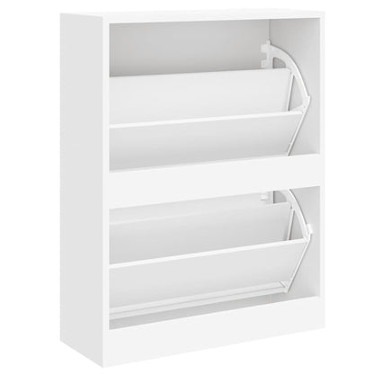Shoe Cabinet High Gloss White 63x24x81 cm Engineered Wood