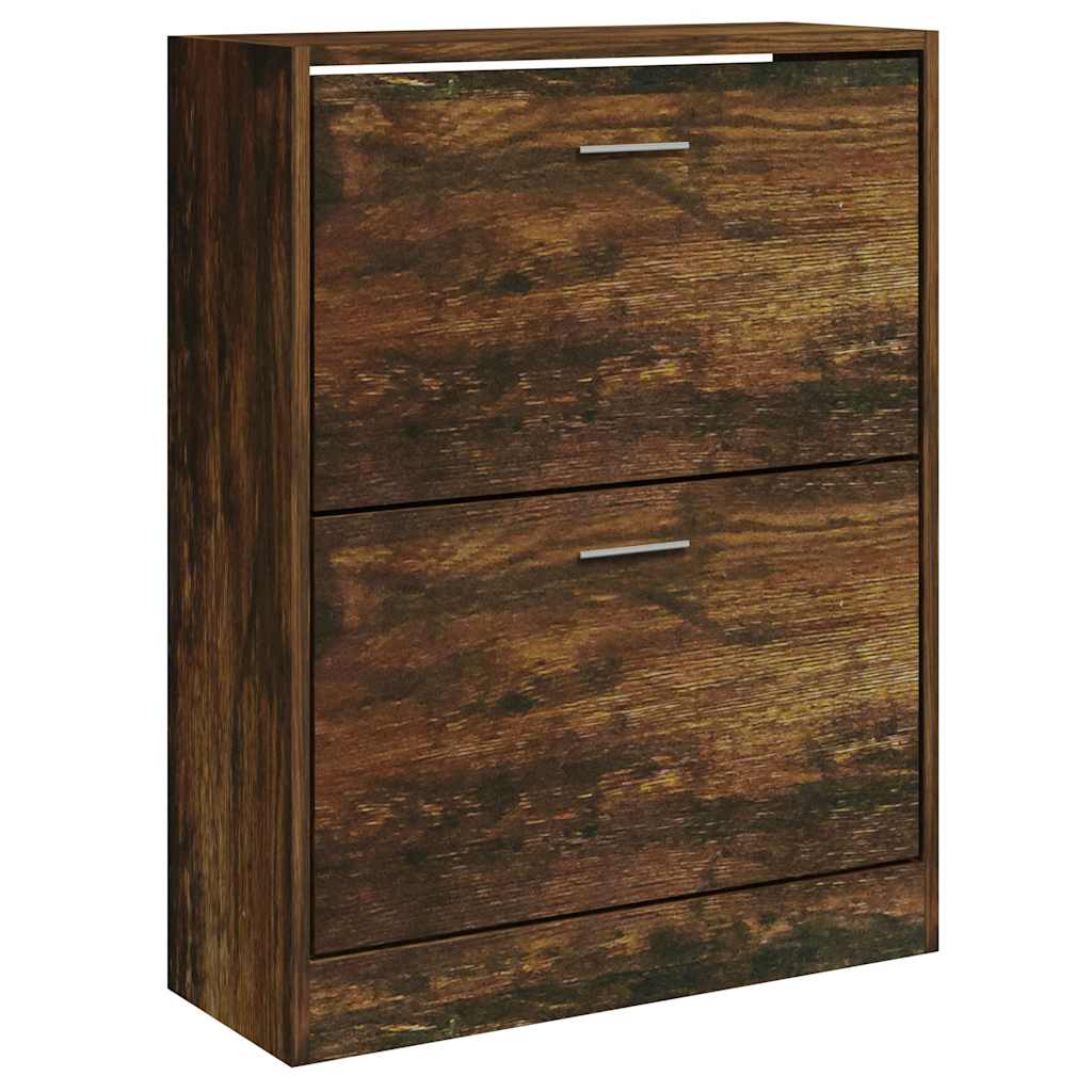 Shoe Cabinet Smoked Oak 63x24x81 cm Engineered Wood