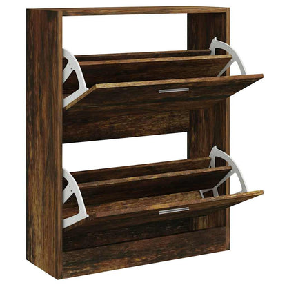 Shoe Cabinet Smoked Oak 63x24x81 cm Engineered Wood