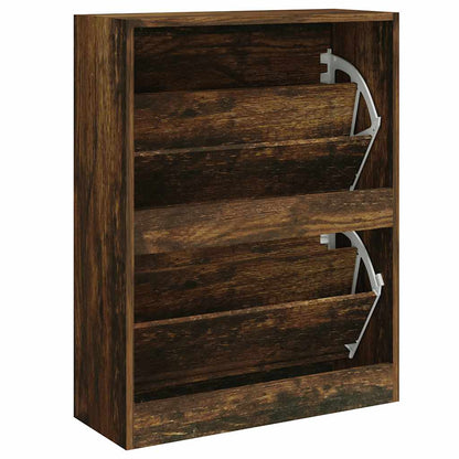 Shoe Cabinet Smoked Oak 63x24x81 cm Engineered Wood
