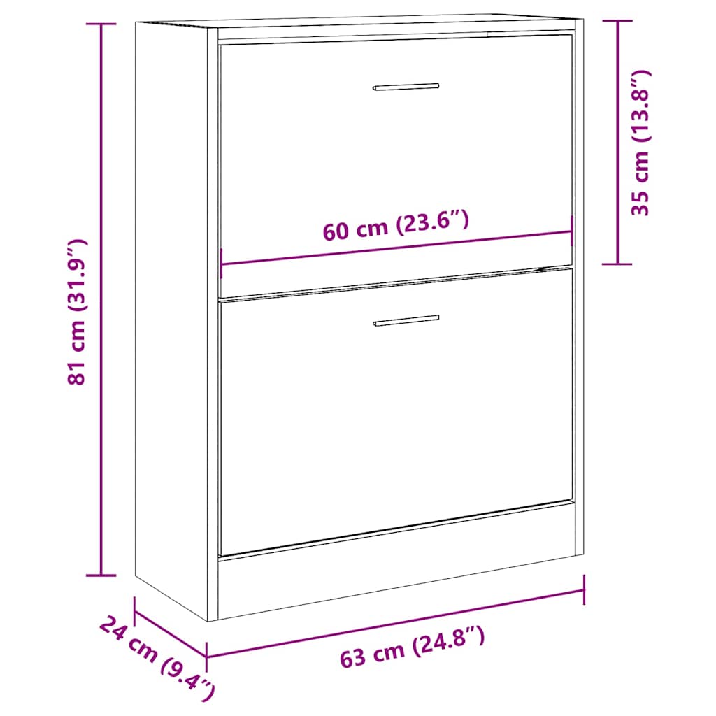 Shoe Cabinet Grey Sonoma 63x24x81 cm Engineered Wood