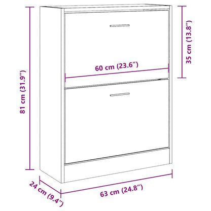 Shoe Cabinet Grey Sonoma 63x24x81 cm Engineered Wood