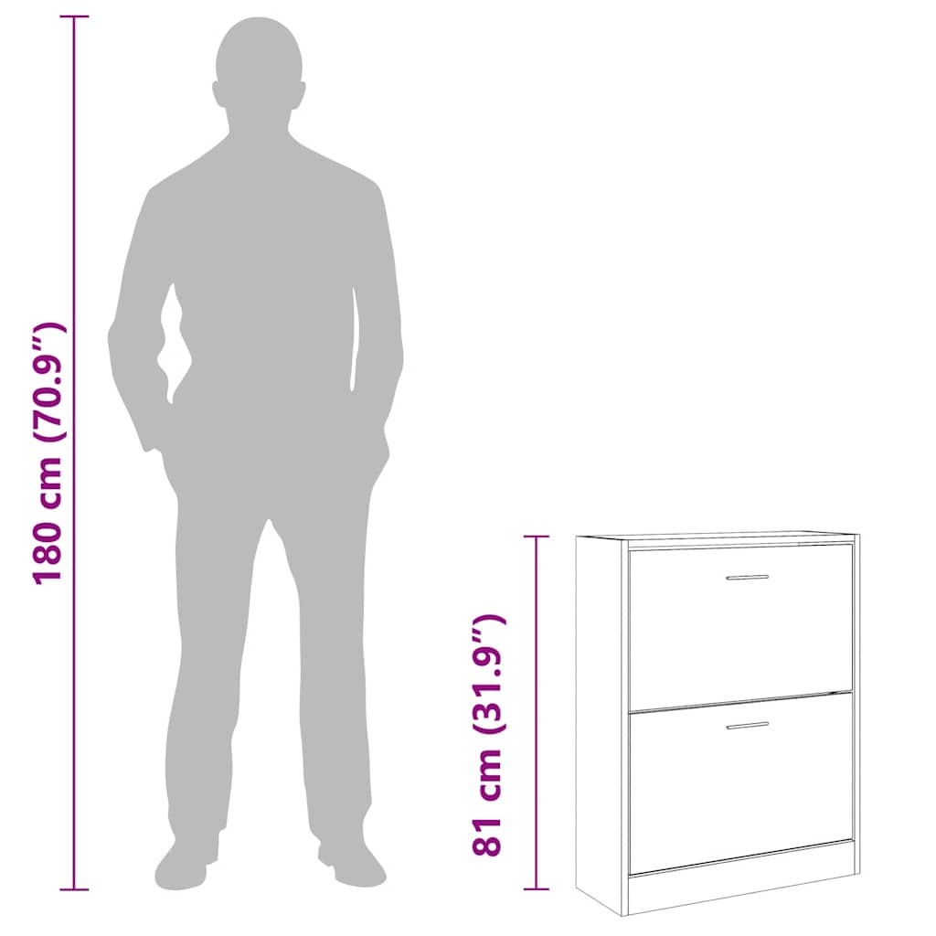 Shoe Cabinet Grey Sonoma 63x24x81 cm Engineered Wood