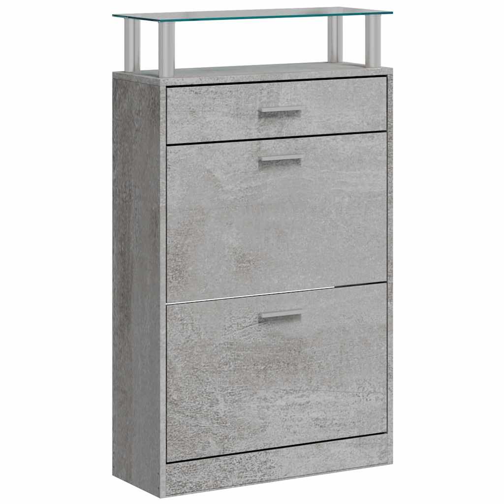 Shoe Cabinet Concrete Grey 63x24x104 cm Engineered Wood
