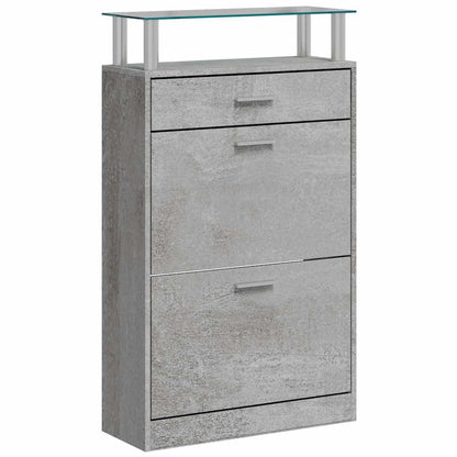 Shoe Cabinet Concrete Grey 63x24x104 cm Engineered Wood