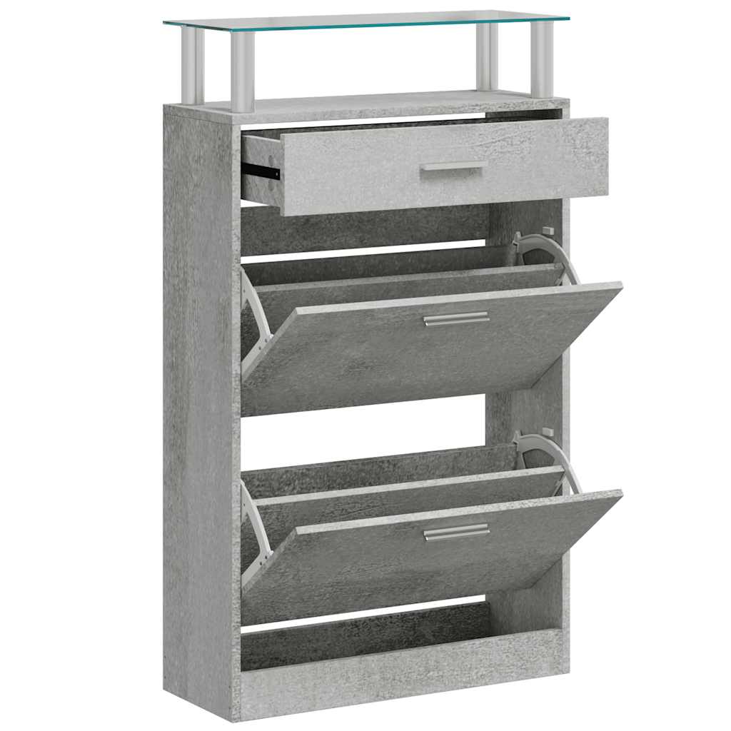 Shoe Cabinet Concrete Grey 63x24x104 cm Engineered Wood