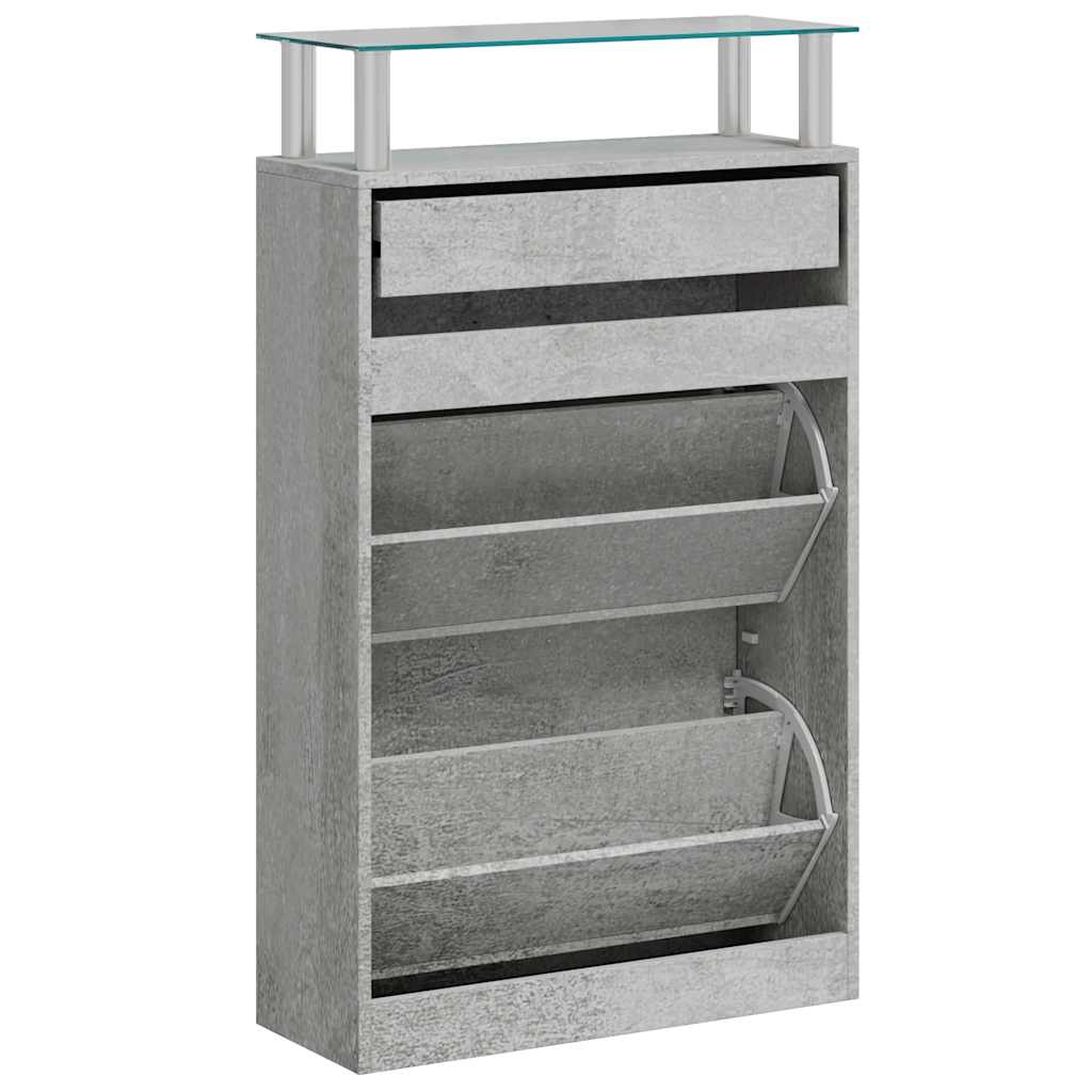 Shoe Cabinet Concrete Grey 63x24x104 cm Engineered Wood