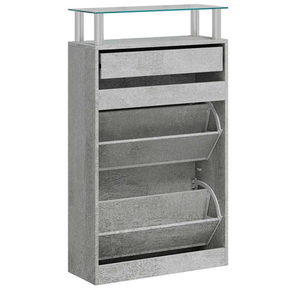 Shoe Cabinet Concrete Grey 63x24x104 cm Engineered Wood