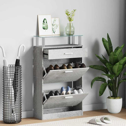 Shoe Cabinet Concrete Grey 63x24x104 cm Engineered Wood