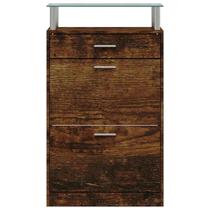 Shoe Cabinet Smoked Oak 63x24x104 cm Engineered Wood