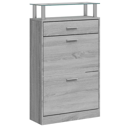 Shoe Cabinet Grey Sonoma 63x24x104 cm Engineered Wood