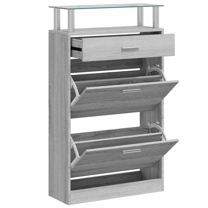 Shoe Cabinet Grey Sonoma 63x24x104 cm Engineered Wood