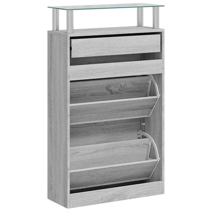 Shoe Cabinet Grey Sonoma 63x24x104 cm Engineered Wood