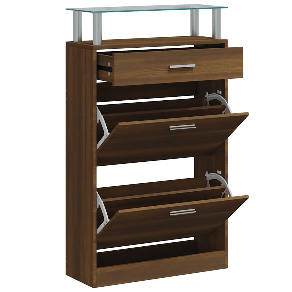 Shoe Cabinet Brown Oak 63x24x104 cm Engineered Wood