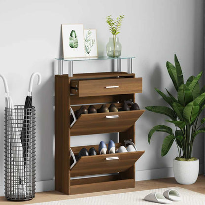 Shoe Cabinet Brown Oak 63x24x104 cm Engineered Wood