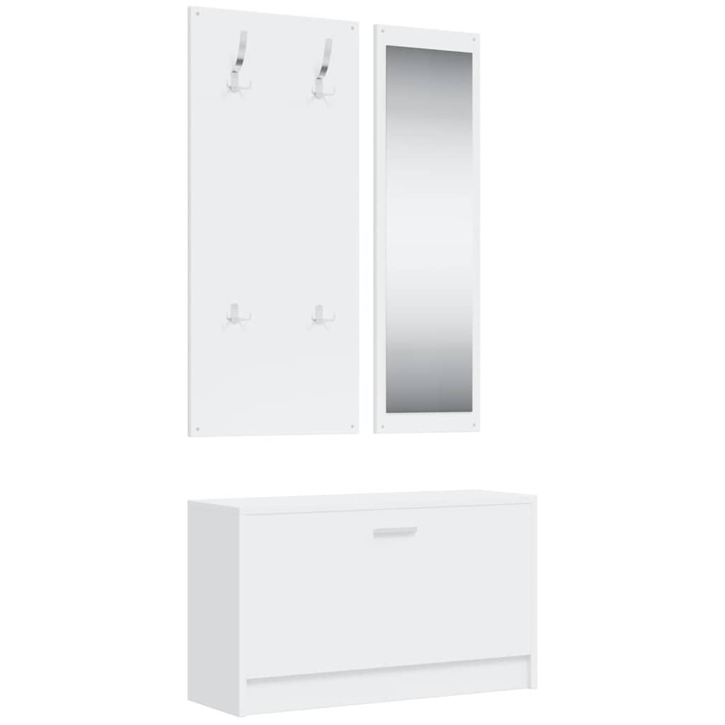 3-in-1 Shoe Cabinet Set White Engineered Wood