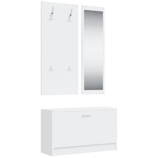 3-in-1 Shoe Cabinet Set White Engineered Wood